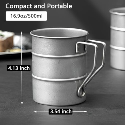 16.9oz Stainless Steel Camping Coffee Mug Set - Lightweight Hiking Cups for Men, Outdoor Use