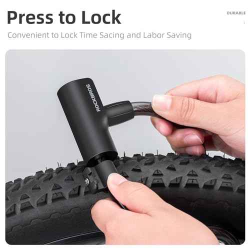 ROCKRBOS Bike Cable Lock with Keys, 2 Keys & 1 Mount Bracket, ABS Lock Shell, Cable Lock for Bike/Gate/Scooter