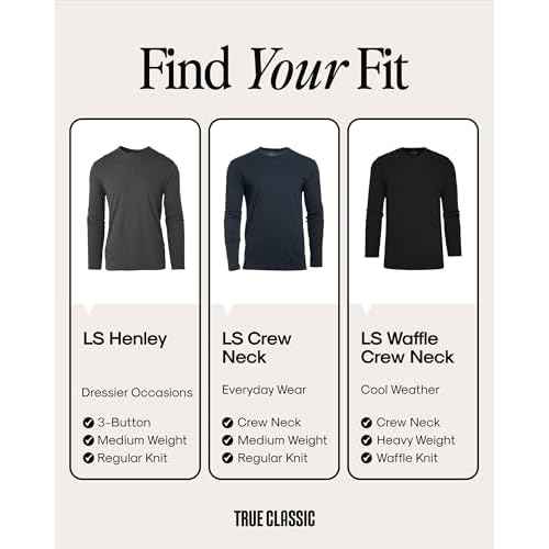 True Classic Long Sleeve Shirts for Men - Mens Long Sleeve Tee-Shirts, Henley Shirts for Men and Waffle-Knit Thermal T-Shirts