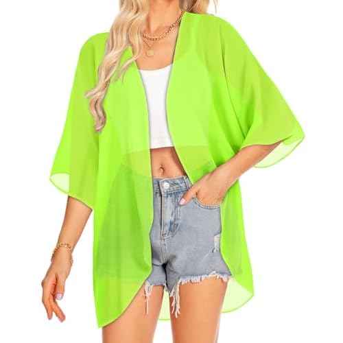 Women Kimono Cardigans Casual Summer Tops Cover up Open Front Floral Print Resort Wear