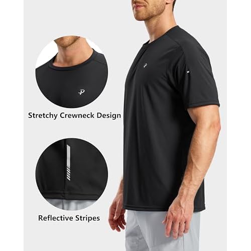 Pudolla Men's Workout Running T-Shirts Lightweight Quick Dry Athletic Gym Shirts for Men Short Sleeve Sport Tee Tops