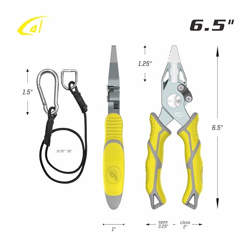 6.5-Inch Aluminum Fishing Pliers with Sheath - Saltwater & Freshwater