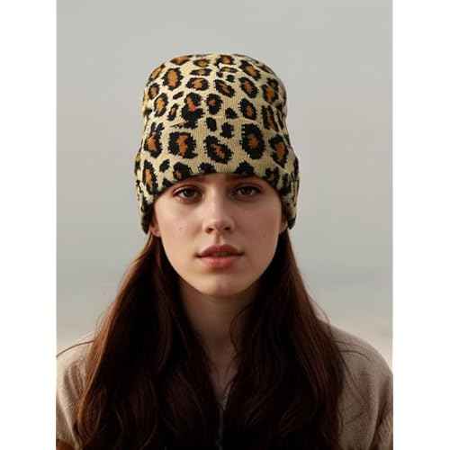Camo Beanie Hat for Men Women Giraffe Cow Print Leopard Cheetah Print Gifts Knit Hat Funny Animal Themed Stuff Lover Gifts