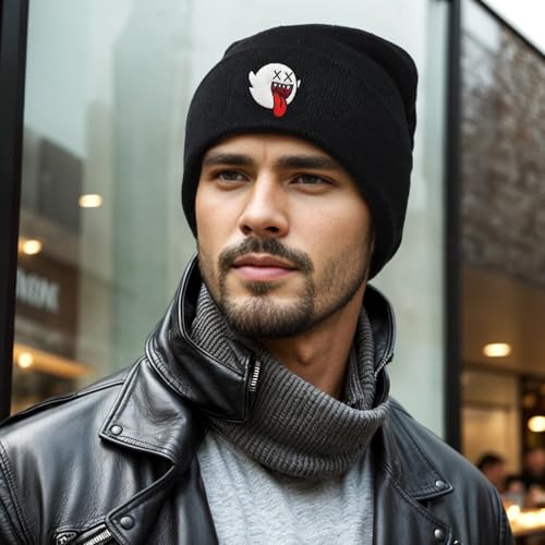 Funny Gothic Emo Beanie Hat - Black Knit Cap for Men and Women