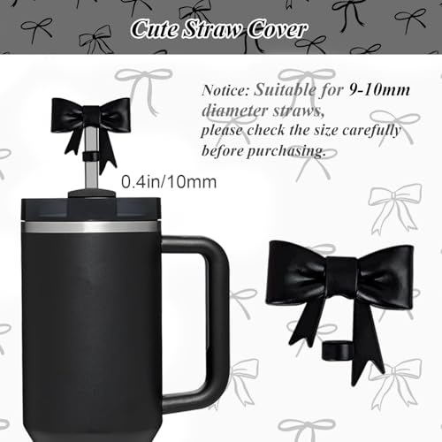 Bow Stanley Cup Accessories Set Including Siliocne Straw Cover, Siliocne Boot, Water Bottle Handle Strap, Stanley Charms for Stanley Cup 40oz 30oz Tumbler with Handle