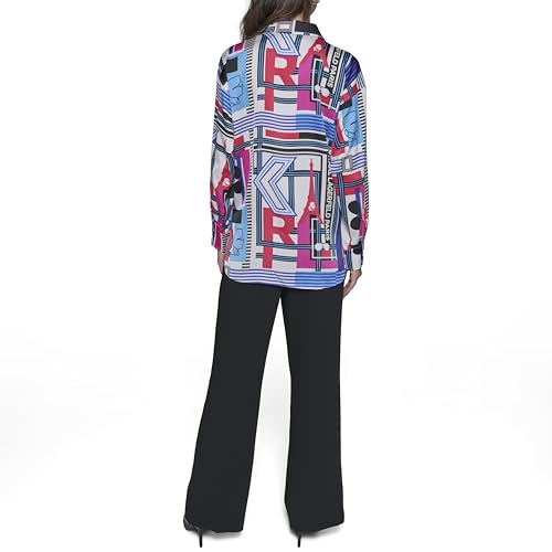 KARL LAGERFELD Womens Oversized Printed Blouse