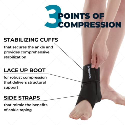 Bodyprox Ankle Brace Support Lace Up Stabilizer Medium - Men & Women
