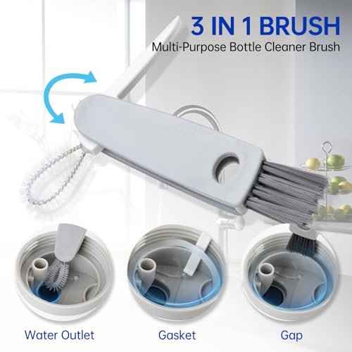 3 Pack Water Bottle Cleaner Brush Set - for Owala Cleaning Kit, Long Handle Silicone Bottle Brush Soft Touch No Scratch, Straw Cleaner Brush, 3 in 1 Multipurpose Cup Cleaner Kit for Owala Accessories