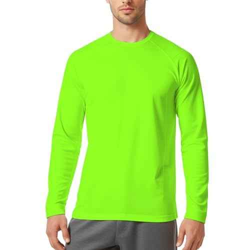 Men Long Sleeve Athletic Shirt, Crewneck Running T-Shirts Fitted, Moisture Wicking Base Layer Workout Tee Dry Fit