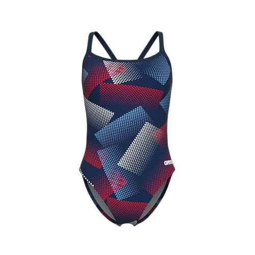 ARENA Girls' Performance Halftone Team Print Challenge Back Youth Bathing Swimsuit