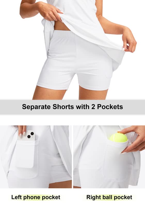 Viodia Women's Tennis Golf Dress with Shorts - Medium White