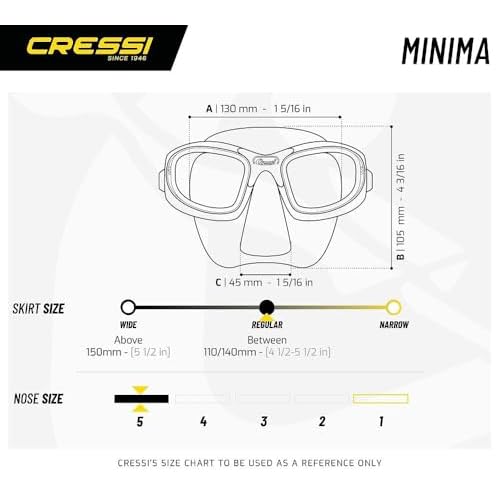 Cressi Freediving 2-Flat Lens Mask - Low Internal Volume - Perfect Vision - Minima: Made in Italy