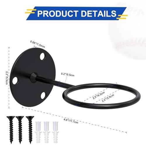 Threan Baseball Softball Display Memorabilia Holder Baseball Wall Mount Holders Heavy Duty Sports Wall Mount Rack for Display Storage, Black