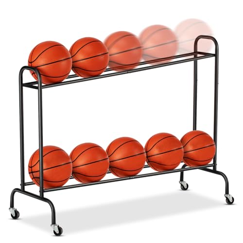 EXTCCT Tilt Basketball Shooting Rack with Rolling Ball Storage Cart - 1 PC