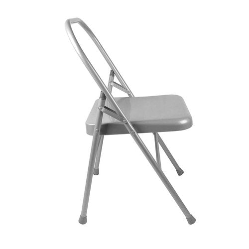 Yoga-Mad Yoga Chair | Reinforced Folding | Silver Steel | Supports Yoga Backbends, Twists, & Shoulder Stands