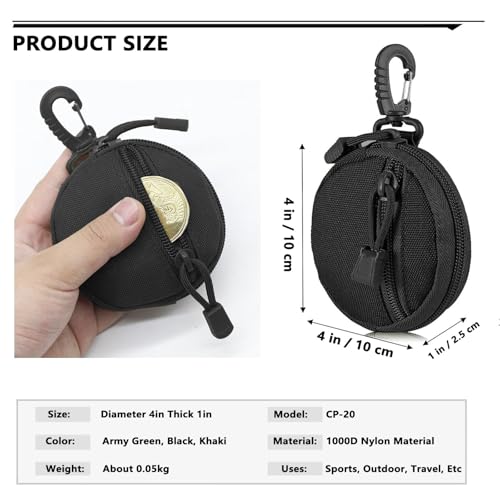 Black 2 Pack MOLLE Pouch with Carabiner Clip Mini Coin Purse Keychain