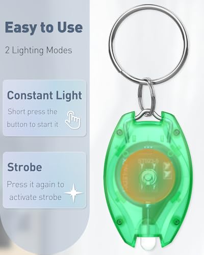 Multicolor LED Keychain Flashlight 5 Pack Mini Portable 14 Lumen Outdoor Light