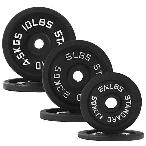 Fitvids Standard Cast Iron 1-Inch Weight Plate Sets for Strength Training & Weightlifting, 35 LBS or 75 LBS or 120 LBS Sets