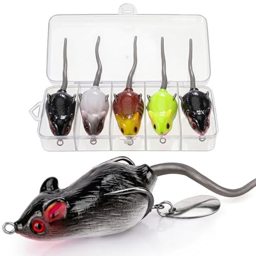Soft Plastic Mouse Fishing Lure Pack with Tackle Box for Bass & Predator Fish