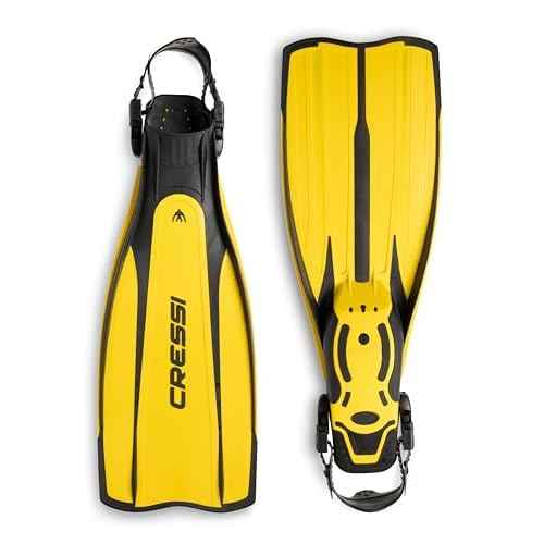 Cressi Pro Light Adjustable Open Heel Fins, Yellow, S/M