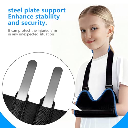 Child Arm Sling: Dual Steel Plate Support for Enhanced Stability & Safety, Breathable Mesh & Soft Sponge Lining, Skin-Friendly, Ergonomic Design for Kids, Prevents Circulation Issues