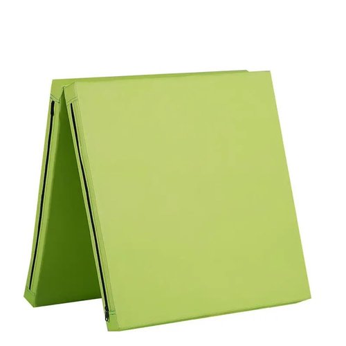 Gymnastics Mat Gym Mat Folding Mattress with Handle,2"/4" Thick Waterproof Floor Mattress Sleep Padding High Density Foam Floor Guest Bed with Removable Cover (Green-PU,20"x39"x2")
