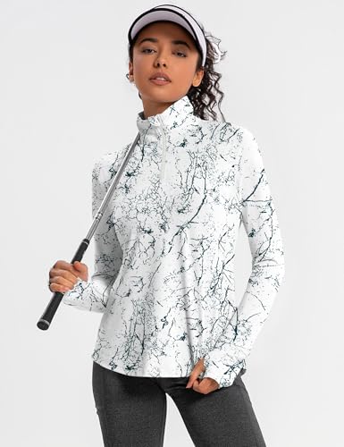 IECCP Long Sleeve Sun Protection Shirt for Women UPF 50+ with 1/4 Zip - Medium Black Interlaced Lines