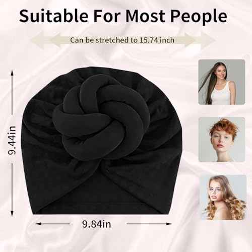 Women Turbans and Head Wraps, Women African Turban Flower Knot Pre-Tied Bonnet Beanie Cap Headwrap