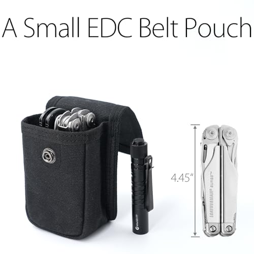 Small EDC Belt Pouch with Snap Closure - Waxed Canvas Holster for Hiking Camping Fishing