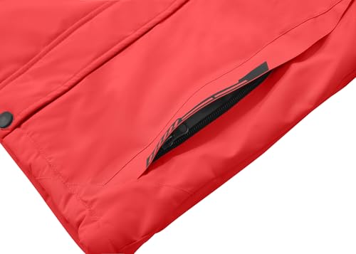 Girls Waterproof Ski Jacket - Warm Winter Coat, Red, 6-7 Years
