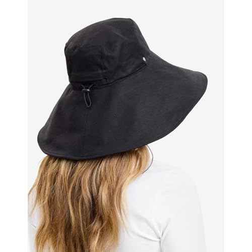 Solbari Women¡¯s Ultra-Wide Cotton Linen Sun Hat UPF 50+, Packable, Adjustable with Ponytail Hole for Travel, Beach & Outdoors