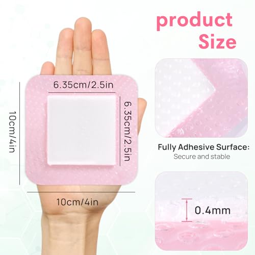 Pink Silicone Foam Wound Dressing 4x4 Inches - 10 Pack, Super Absorbent