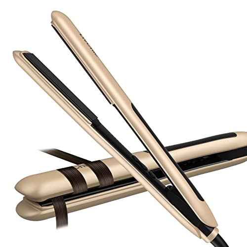 Professional Hair Straightener Ceramic Tourmaline Flat Iron Straightens and Curls 2 in 1 Adjustable Temp up to 450¢µ Avoid Snagging