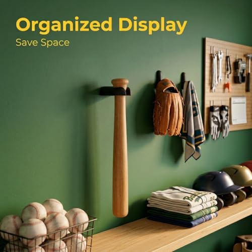 Wall Mount Baseball Bat Holder Vertical Display Rack for Softball & Collectibles