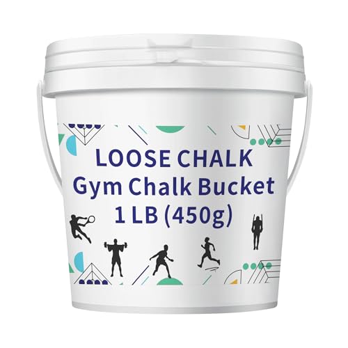 1Lb White Gym Chalk Bucket with Empty Chalk Bag & Spoon - Professional Weightlifting Chalk