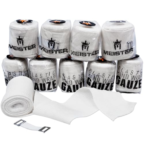 Mexican Style Elastic Cotton Gauze Hand Wraps for Boxing MMA - White 10 Pack
