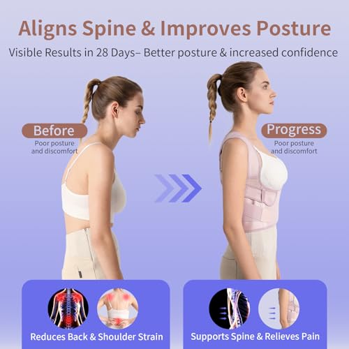 Purple Posture Corrector for Women with Shoulder Support & Back Brace - S/M