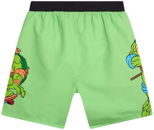 Nickelodeon Boys Swim Trunks UPF 50+ Quick-Dry Graphic Shorts - Teenage Mutant Ninja Turtles, Black & Green, 7 / Toddler & Big Kid Sizes