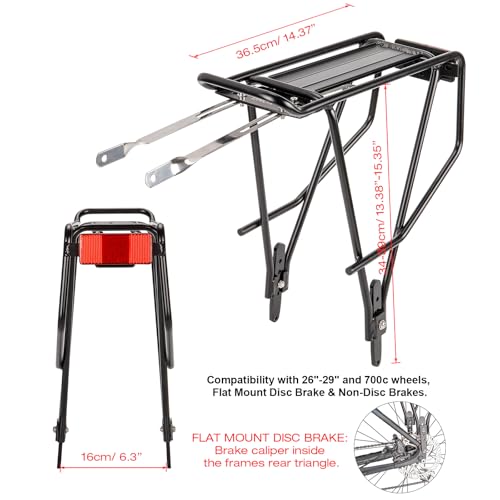 Large Capacity Bike Cargo Rack for Flat Mount Disc & Non-Disc Brake Bikes