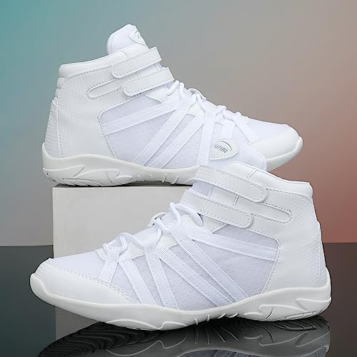 Girls High Top White Cheerleading Shoes Lightweight Sneakers - 12 Little Kid / White