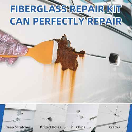 Fiberglass Boat Repair Kit White, Gel Coat Repair Kit for Boats, Marine Fiberglass Repair Kit for Boats, Epoxy Filler for Boats, Fiberglass Repair Kit Fix Holes Chips Pits Cracks