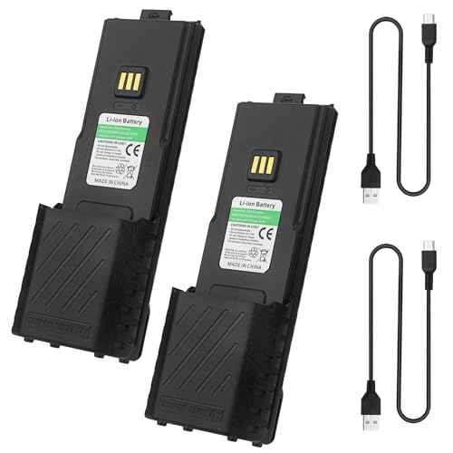 BAOFENG AR-5RM Battery,6800mAh High Capacity 5RM Extended Rechargeable Battery USB-C Charging 7.4V UV-5RM UV-5RH PRO GM-5RH UV-5G Plus GMRS 5RM Series Two-Way Radio (2 Pack+USB-c Charging Cable)