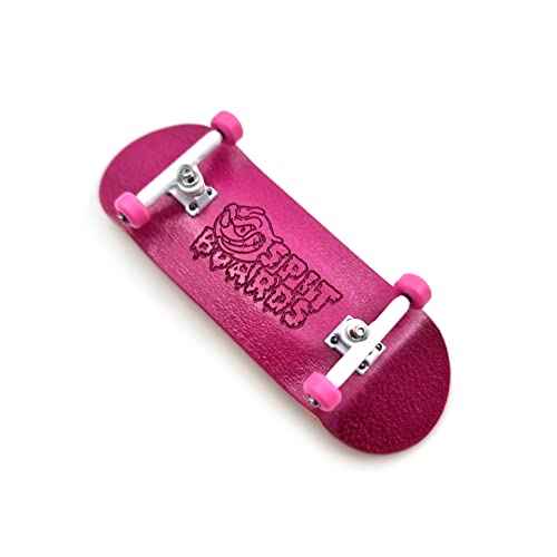 SPITBOARDS¢ç 34 mm Fingerboard Complete Wood Pro Set-Up (Pre-Assembled, 5-Layers), Pro Trucks, CNC Bearing Wheels, Foam Grip Tape, (Deck: Pink, Trucks: White, Wheels: Pink)