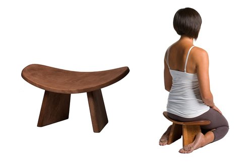BLUECONY Meditation Bench IKUKO Original, Portable Version with Bag, Locally Handmade Wooden Kneeling Ergonomic Seiza Seat - Dark Walnut, Standard Height (7" or 18cm)