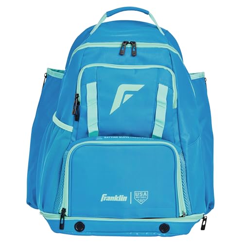 Franklin Sports USA SB Gameday Fastpitch-Softball Backpack ? Adult +Youth Softball + Baseball Equipment + Bat Bag ? Stores Batting Gloves, Helmet, Cleats - Waterproof Premium Batpack