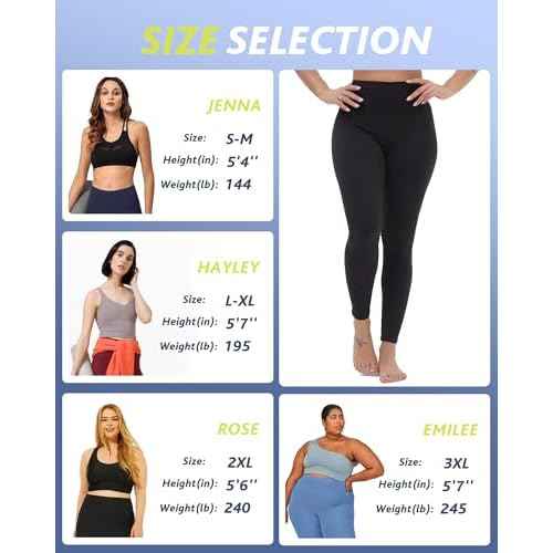 CAMPSNAIL 4 Pack Leggings for Women - High Waisted Tummy Control Yoga Pants for Workout Gym Black Leggings Plus Size Dance