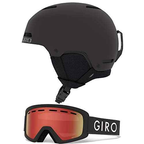 Giro Crue Kids Snow Helmet Goggle Combo - (Combo) Matte Black - Black Zoom Flash - Size Small