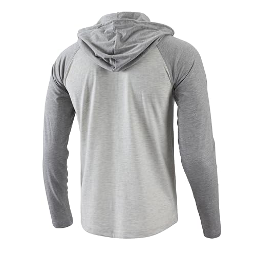 Men's Lightweight Oatmeal Heather Gray Hoodie Sweatshirt - Large Casual Athletic