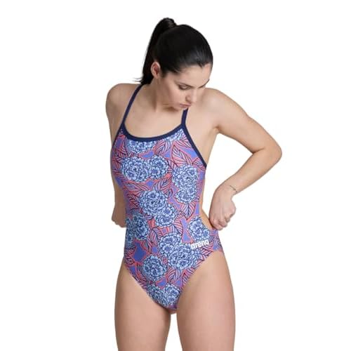 ARENA Women's Hydrangea Bouquet Challenge Back-Chlorine Resistant Swimwear for Competition, Race Training