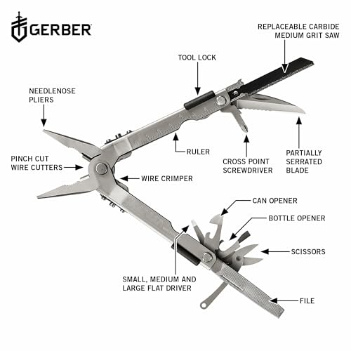 Gerber Gear MP600 Pro Scout Multi-Plier - Multitool with 15 Tools, Including Needlenose Pliers - Premium Multipurpose Tool - Made in USA